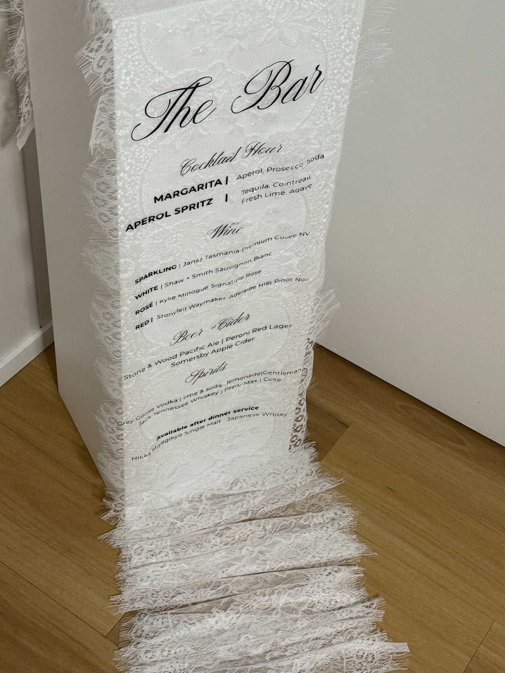 Draping Lace Bar Sign