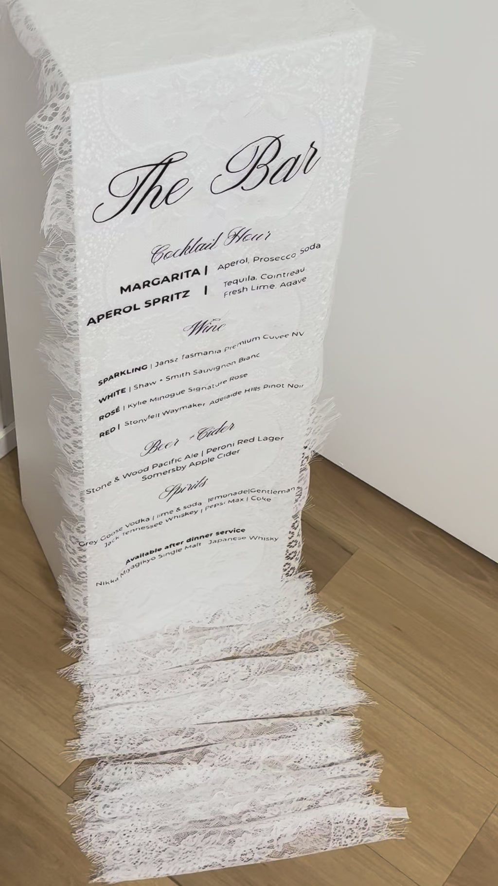 Draping Lace Bar Sign