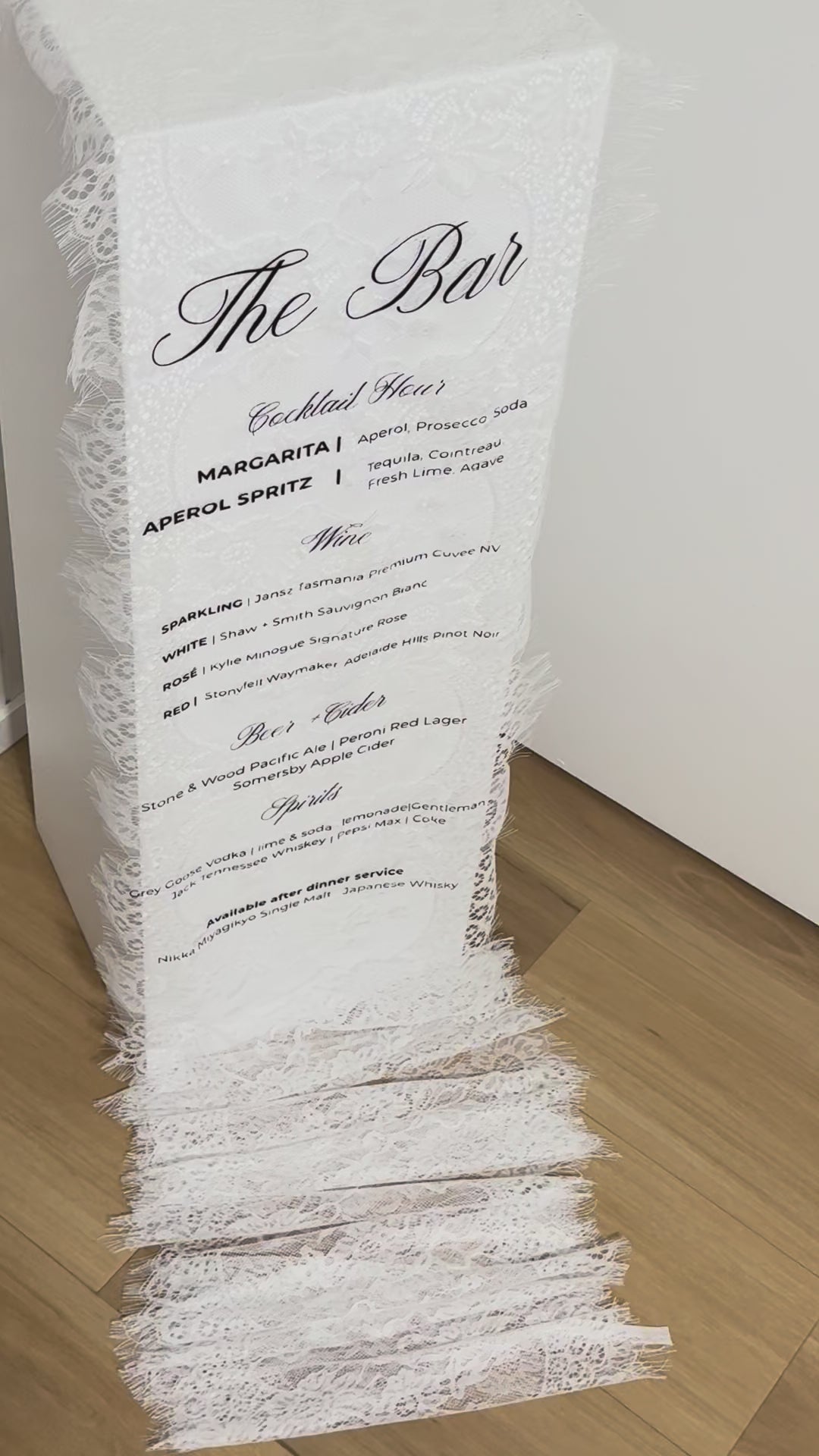 Draping Lace Bar Sign